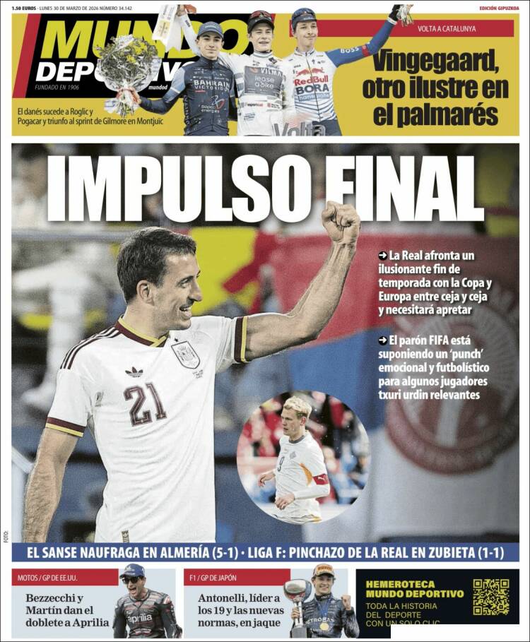 Portada de Mundo Deportivo Gipuzkoa (Espa&ntilde;a)