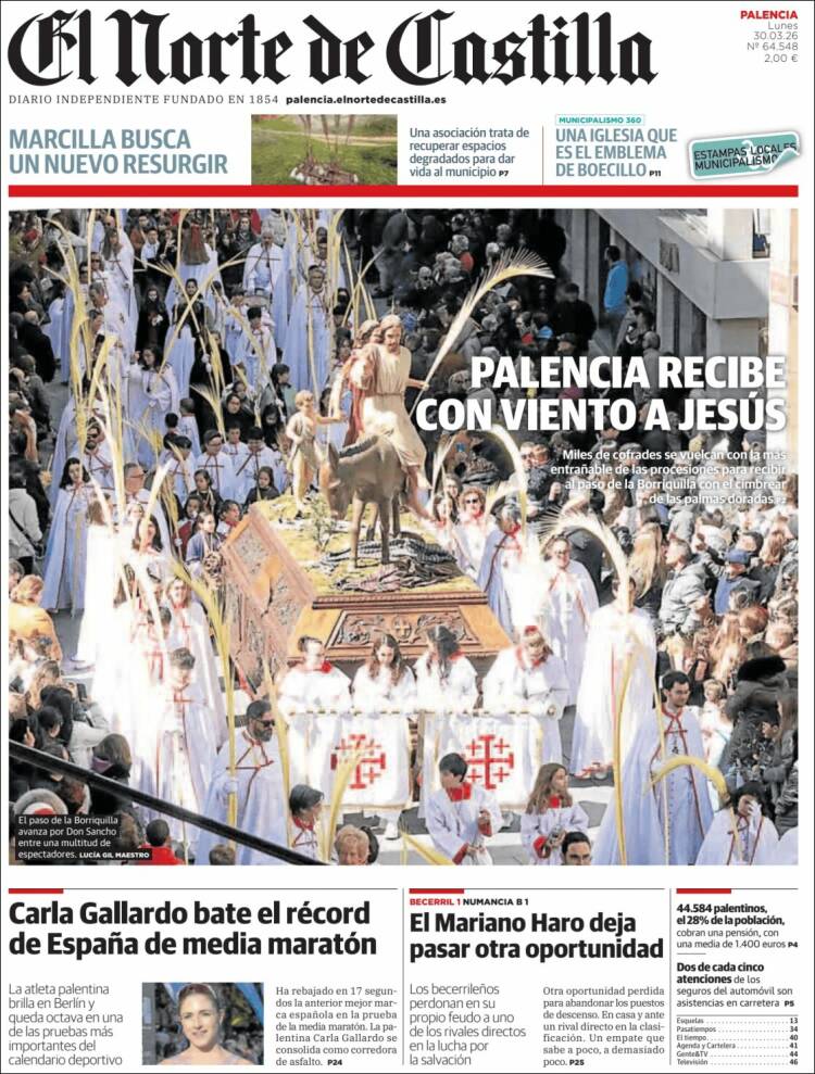 Portada de Norte de Castilla - Palencia (Espa&ntilde;a)