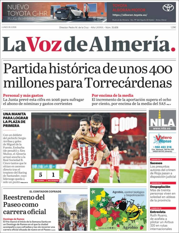 Portada de La Voz de Almería (Spain)