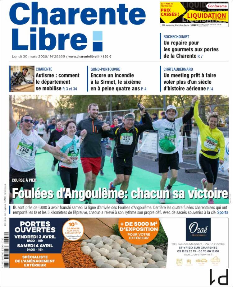 Portada de Charente Libre (Francia)