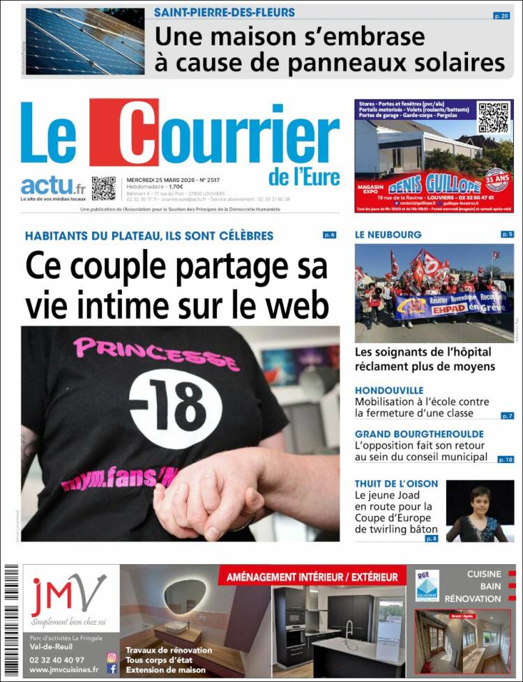 Portada de Le Courrier de l'Ouest (Francia)
