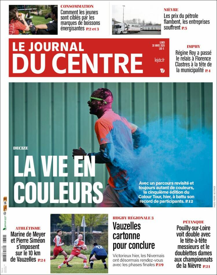 Portada de Le Journal du Centre (Francia)