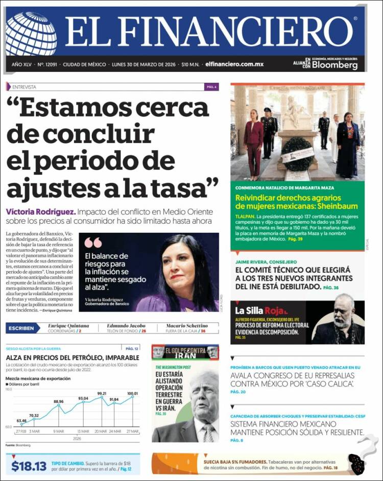 Portada de El Financiero (M&eacute;xico)
