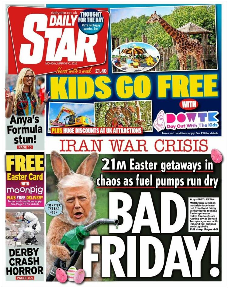 Portada de Daily Star (Reino Unido)