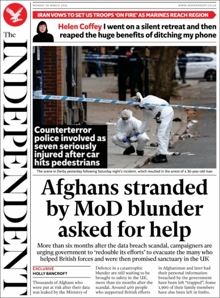 Portada de The Independent (United Kingdom)