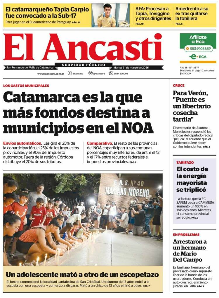 Portada de El Ancasti (Argentina)
