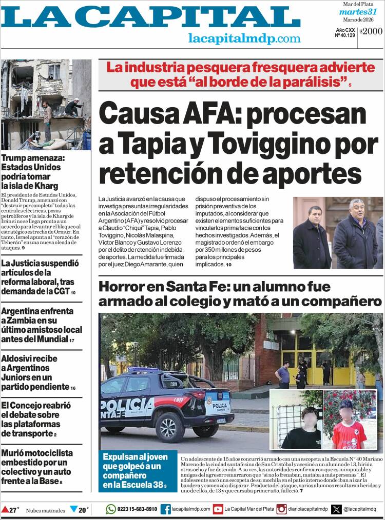 Portada de Diario La Capital - Mar del Plata (Argentina)