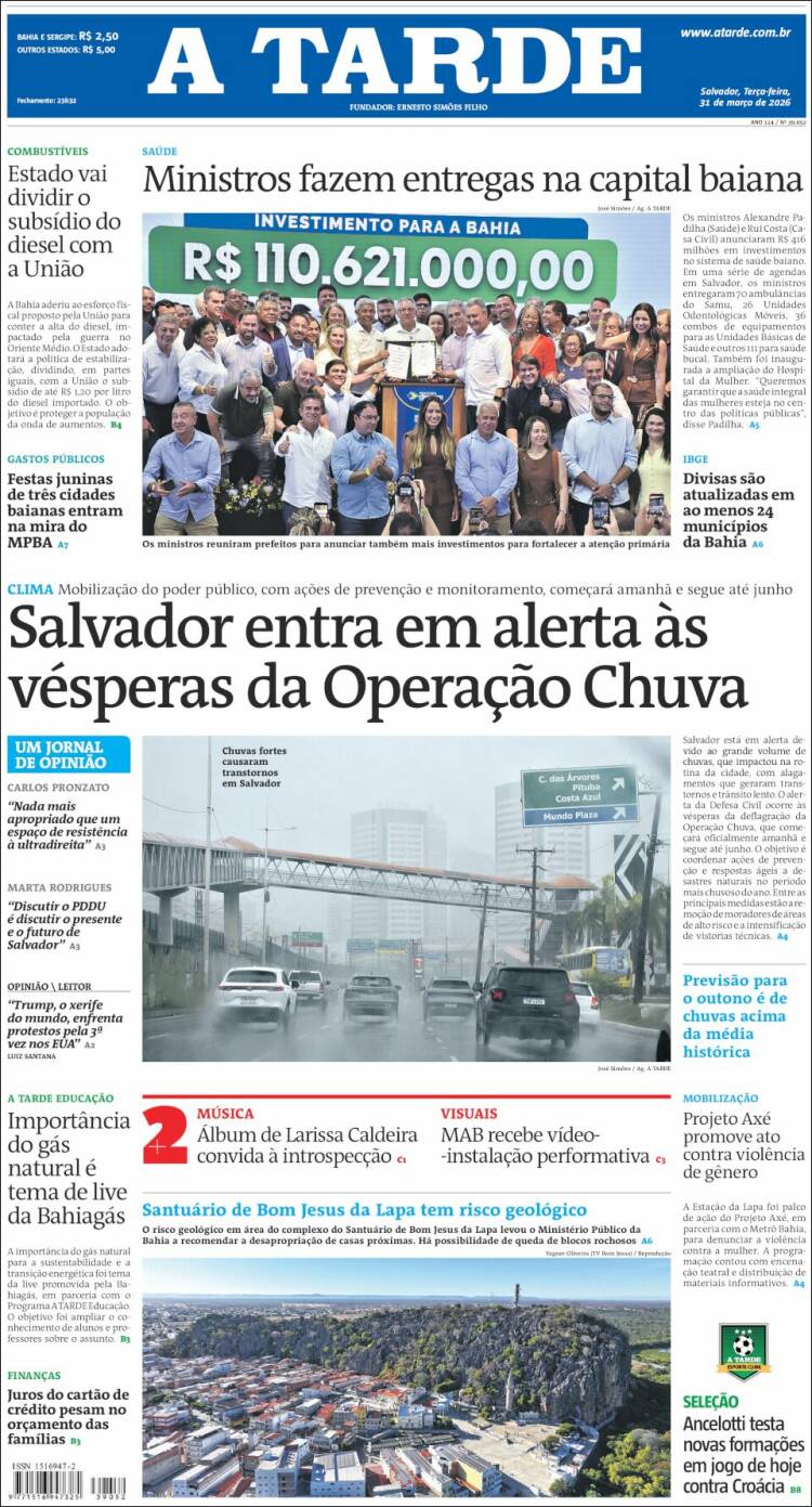 Portada de Diário A Tarde (Brasil)