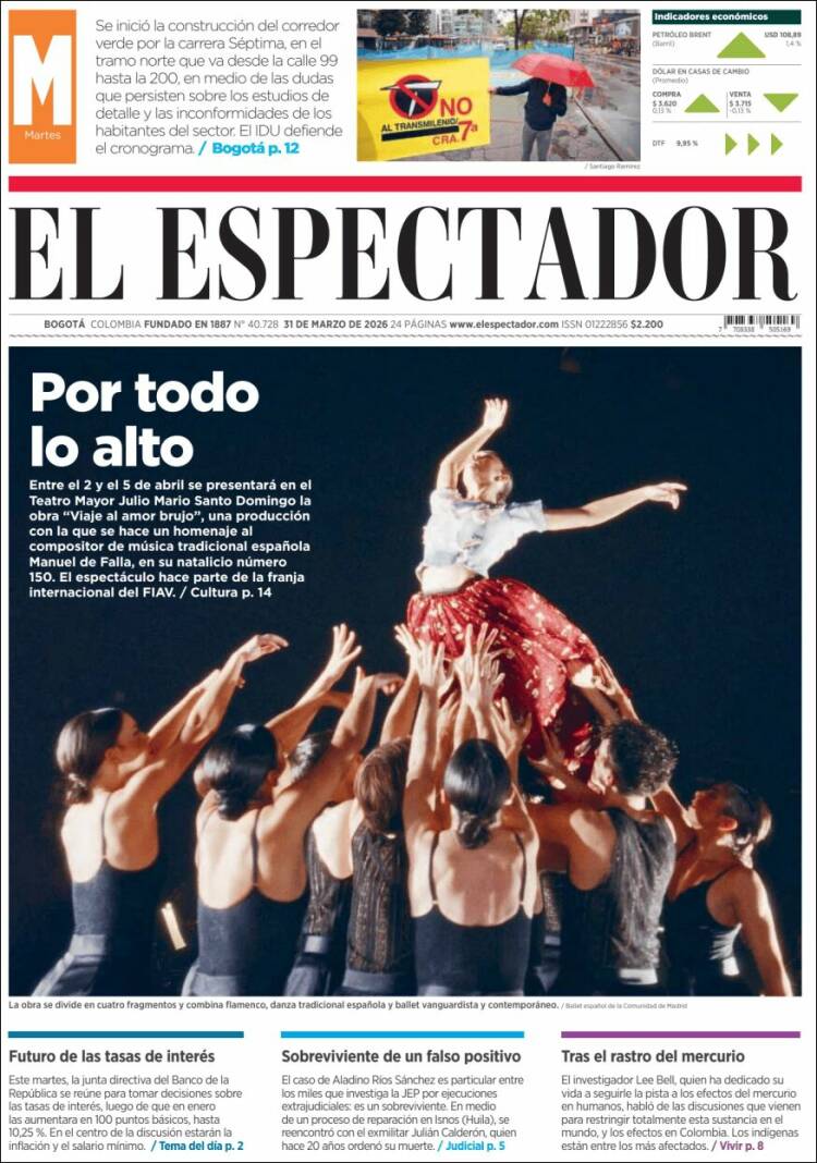Portada de El Espectador (Colombia)