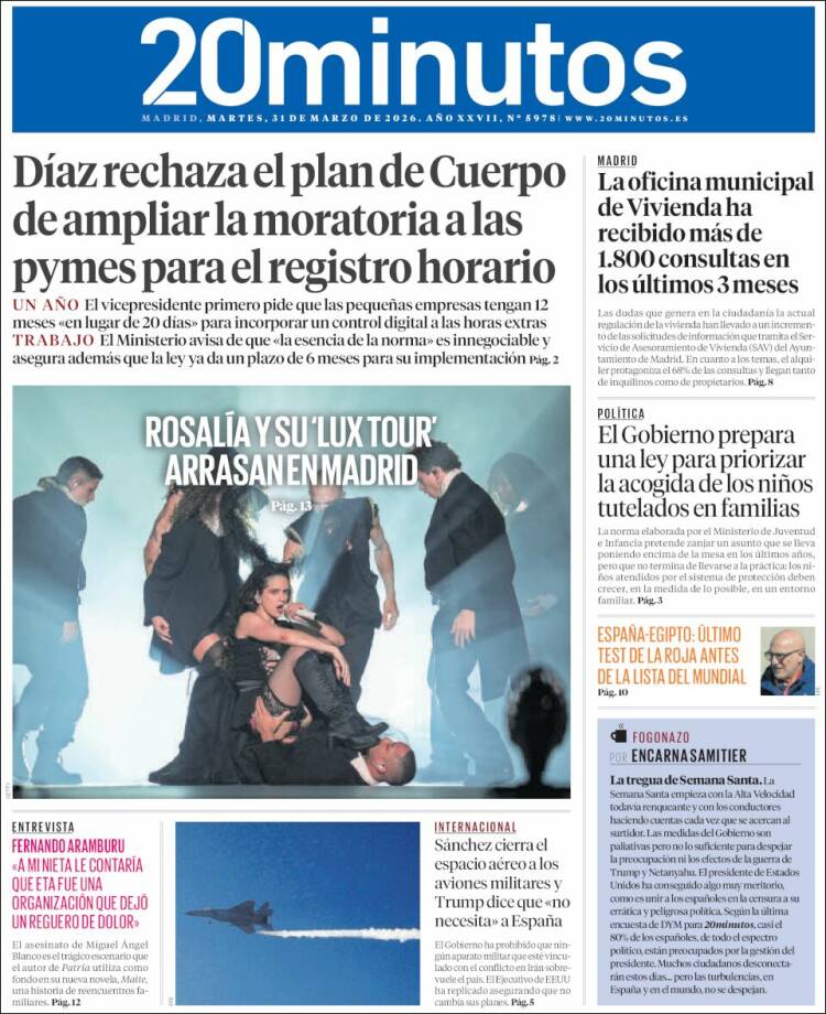 Portada de 20 Minutos - Madrid (Spain)