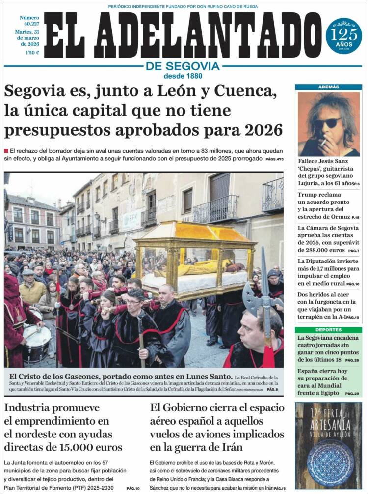 Portada de El Adelantado de Segovia (Espa&ntilde;a)