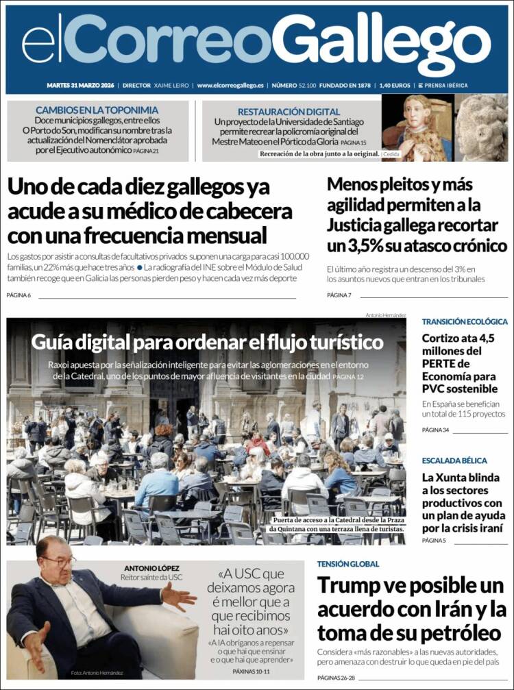 Portada de El Correo Gallego (Espa&ntilde;a)