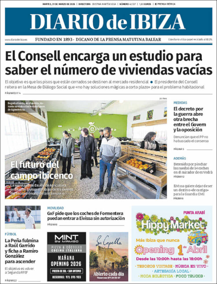 Portada de Diario de Ibiza (Espa&ntilde;a)