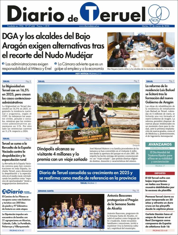 Portada de Diario de Teruel (Espa&ntilde;a)