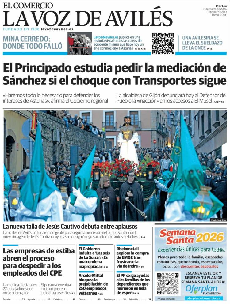Portada de El Comercio - Avilés (Espa&ntilde;a)