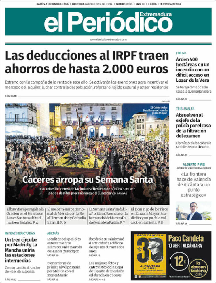 Portada de El Periódico de Extremadura (Espa&ntilde;a)
