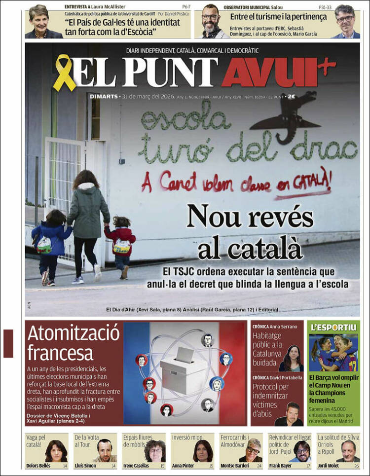 Portada de El Punt Avui (Espa&ntilde;a)