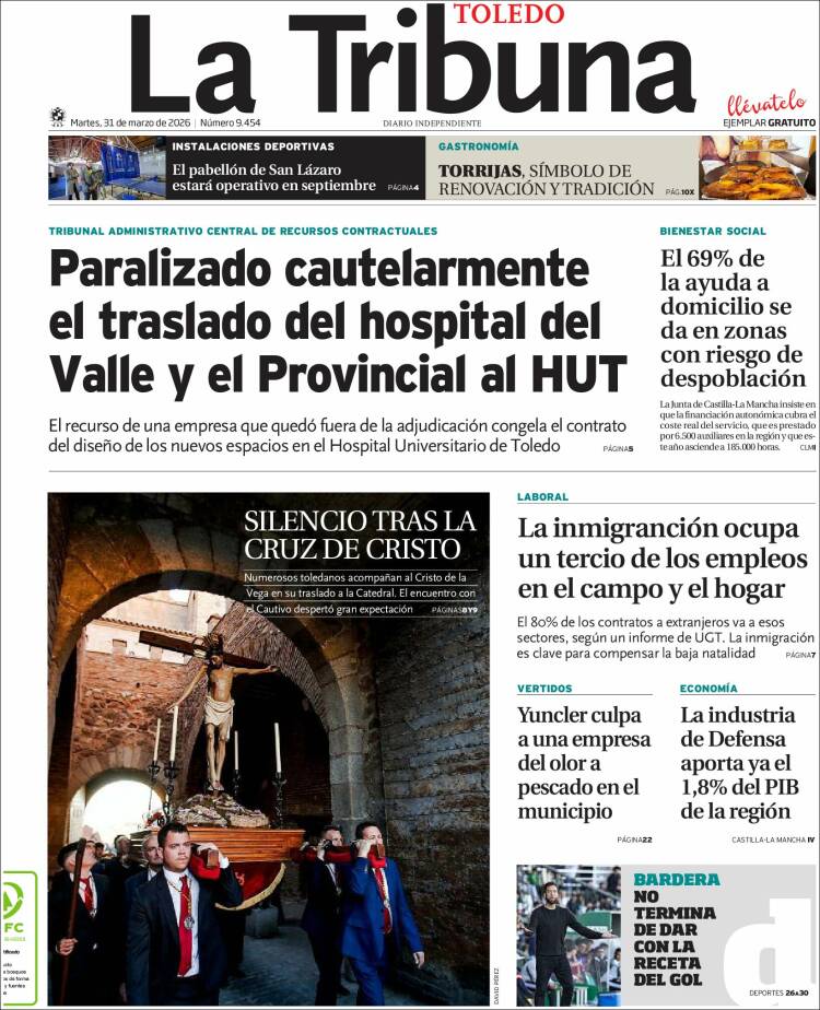 Portada de La Tribuna de Toledo (Espa&ntilde;a)
