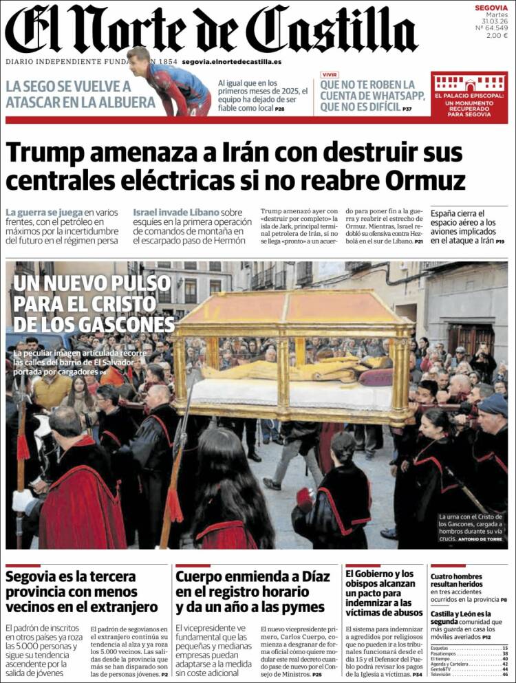 Portada de Norte de Castilla - Segovia (Espa&ntilde;a)