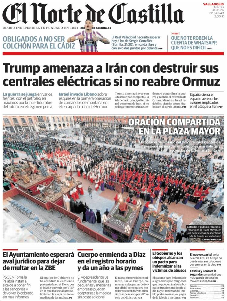 Portada de Norte de Castilla - Valladolid (Espa&ntilde;a)