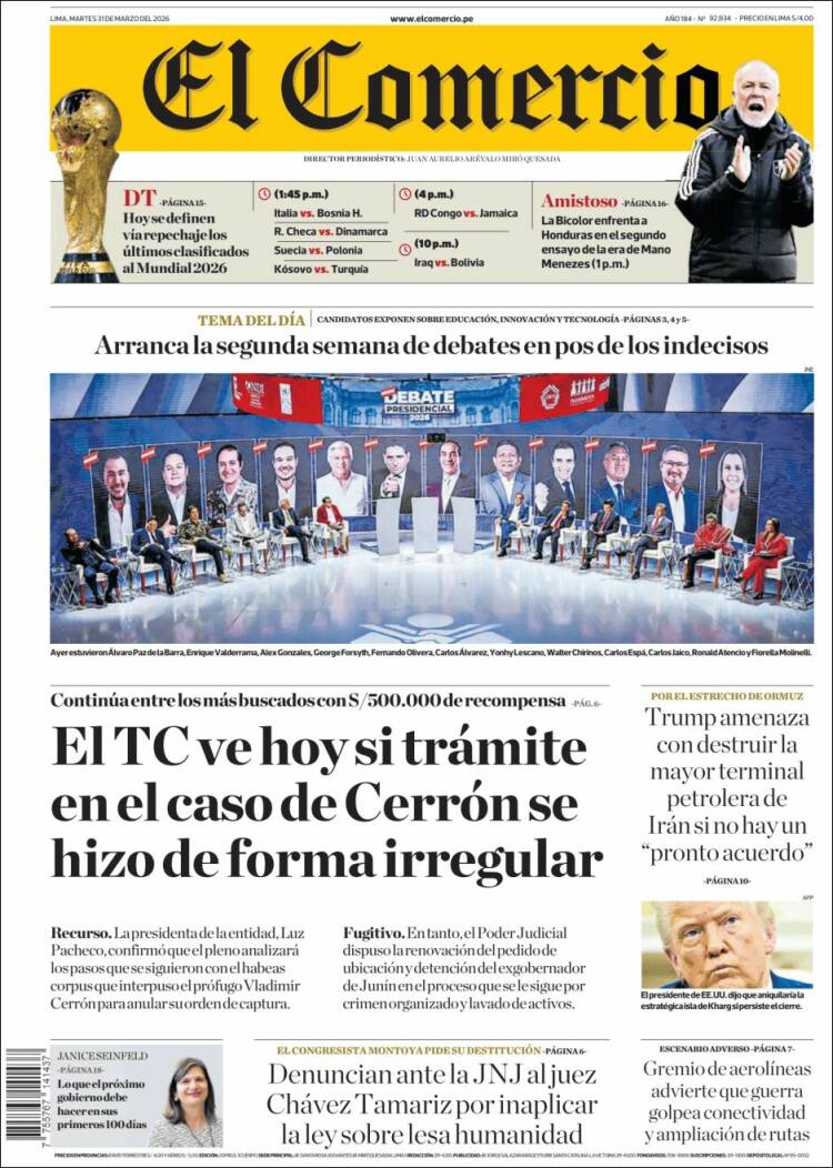 Portada de El Comercio (Peru)