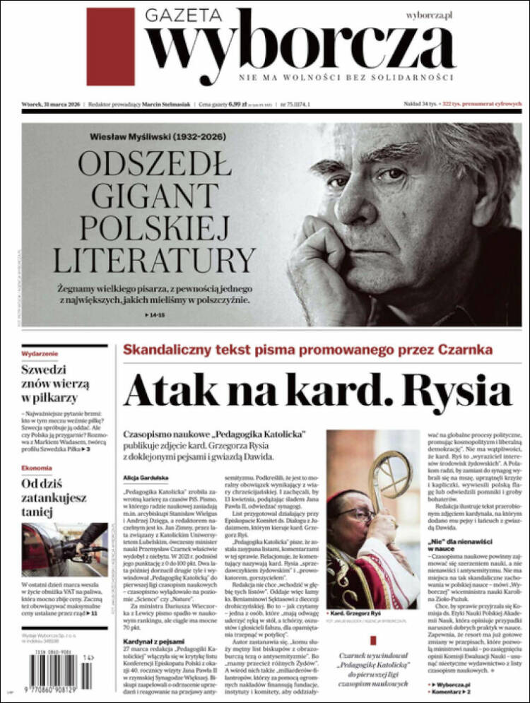 Portada de Gazeta Wyborcza (Polonia)
