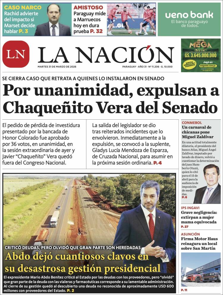 Portada de La Nación (Paraguay)