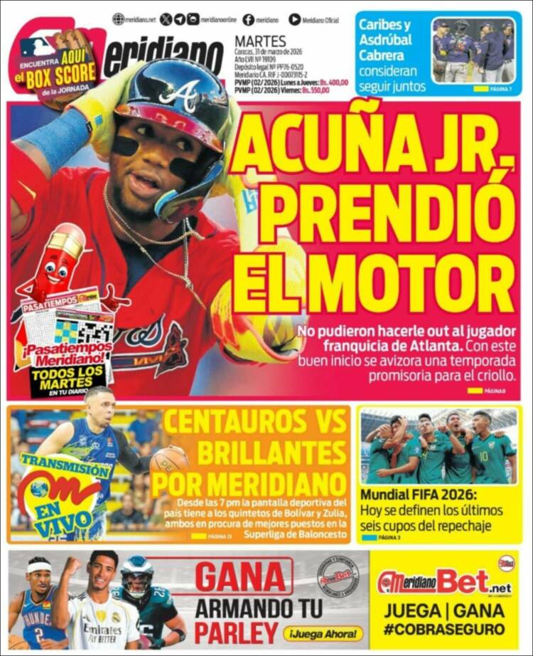 Portada de Meridiano (Venezuela)