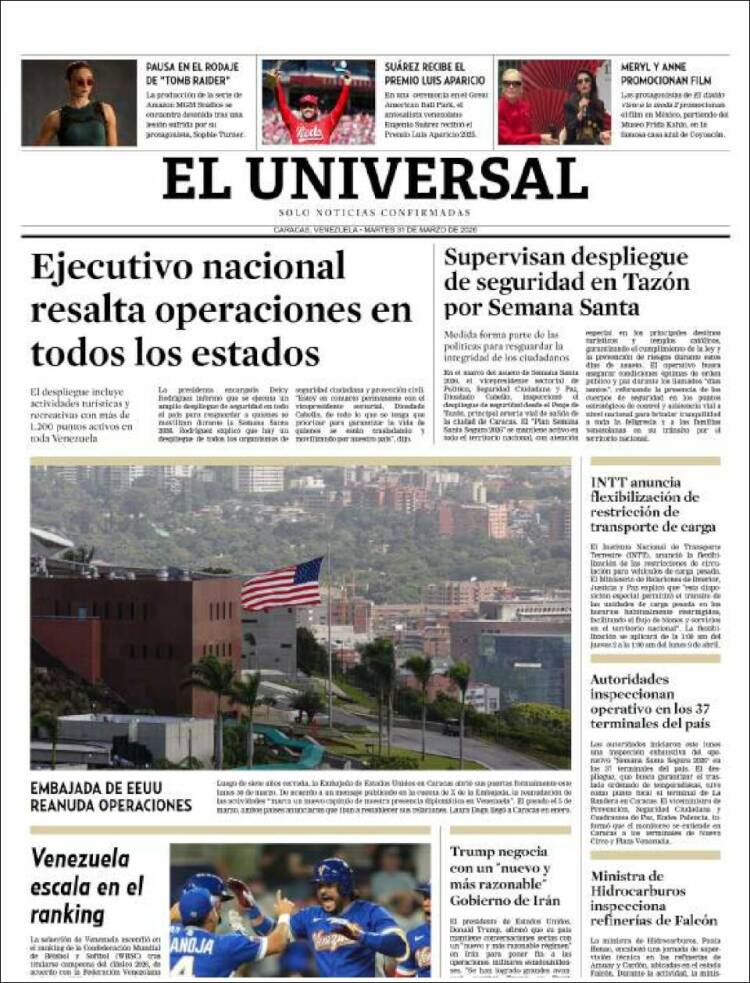 Portada de Universal (Venezuela)