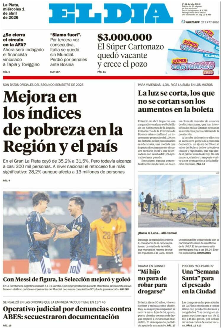 Portada de El Día de la Plata (Argentina)