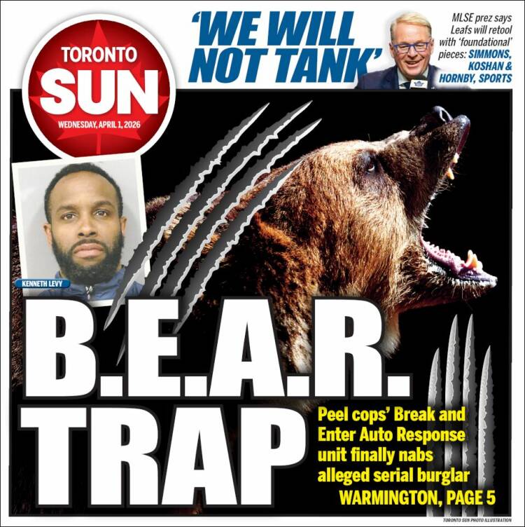 Portada de The Toronto Sun (Canad&aacute;)