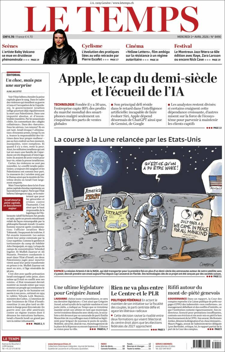Portada de Le Matin (Switzerland)