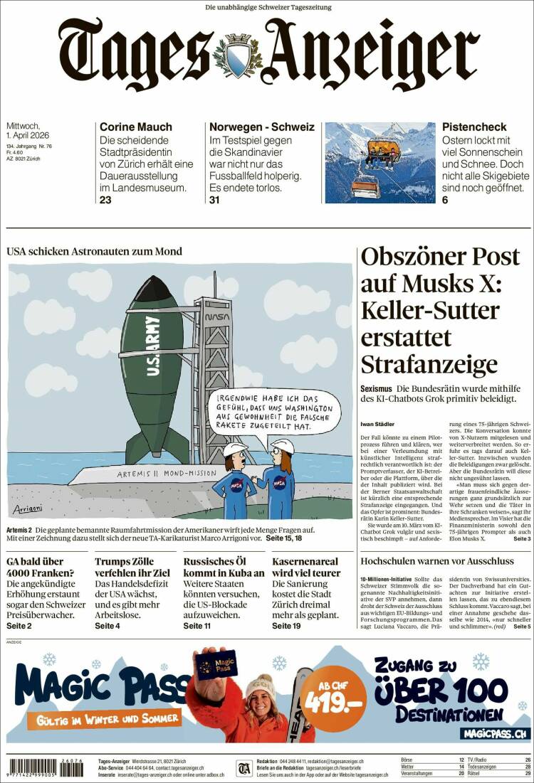 Portada de Tages-Anzeiger (Switzerland)