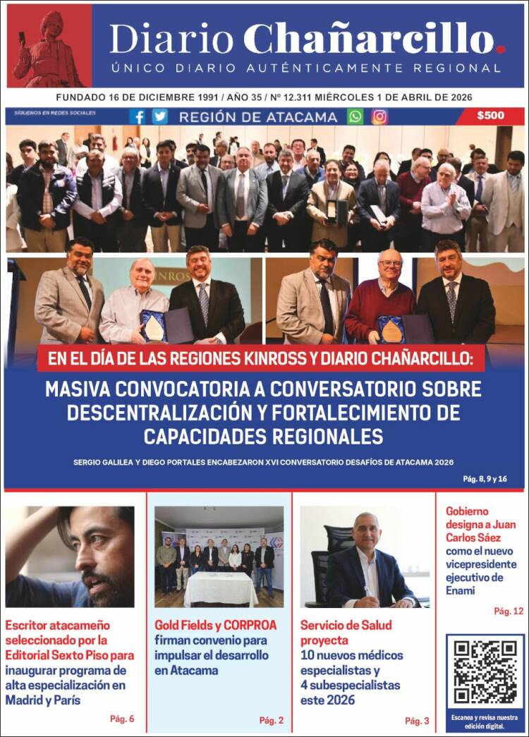 Portada de Diario Chañarcillo (Chile)