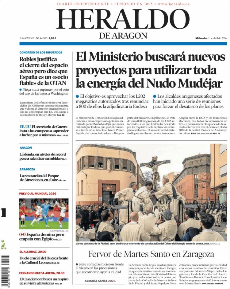 Portada de Heraldo de Aragón (Spain)