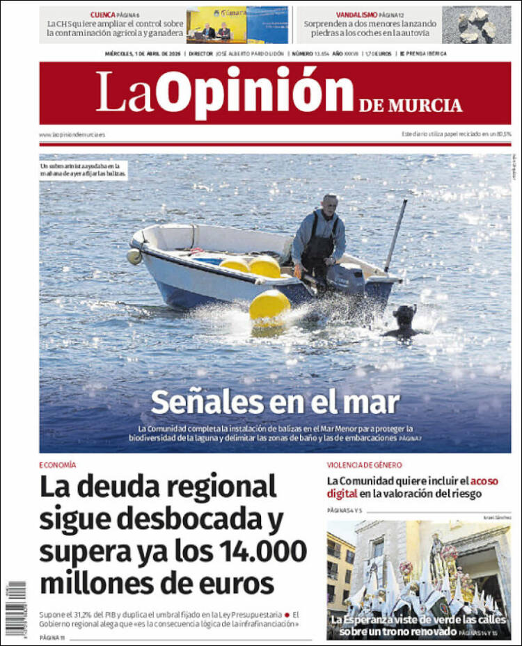 Portada de La Opinión de Murcia (Espa&ntilde;a)