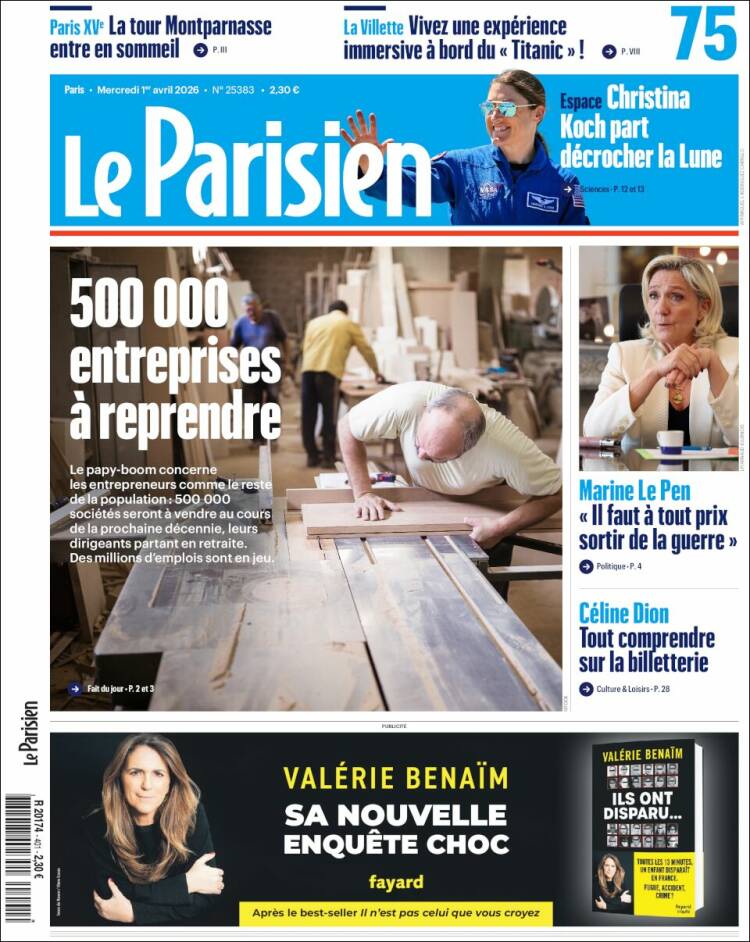 Portada de Le Parisien (France)