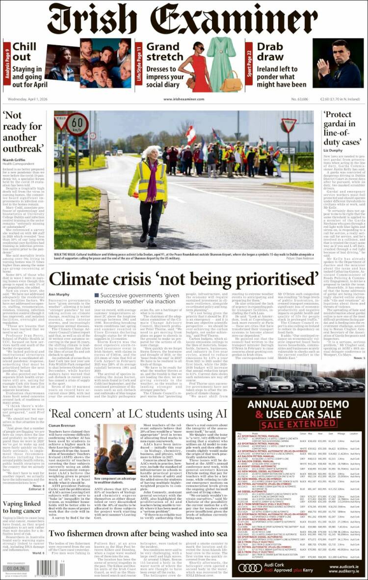 Portada de Irish Examiner (Ireland)