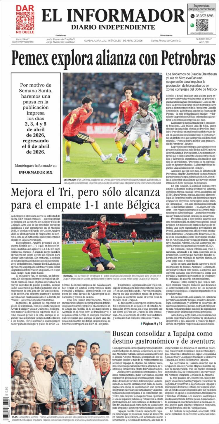 Portada de El Informador (M&eacute;xico)