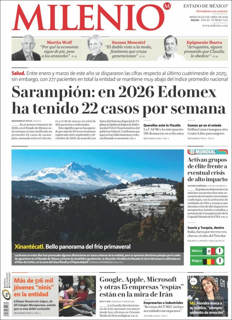 Portada de Milenio - Estado de México (M&eacute;xico)