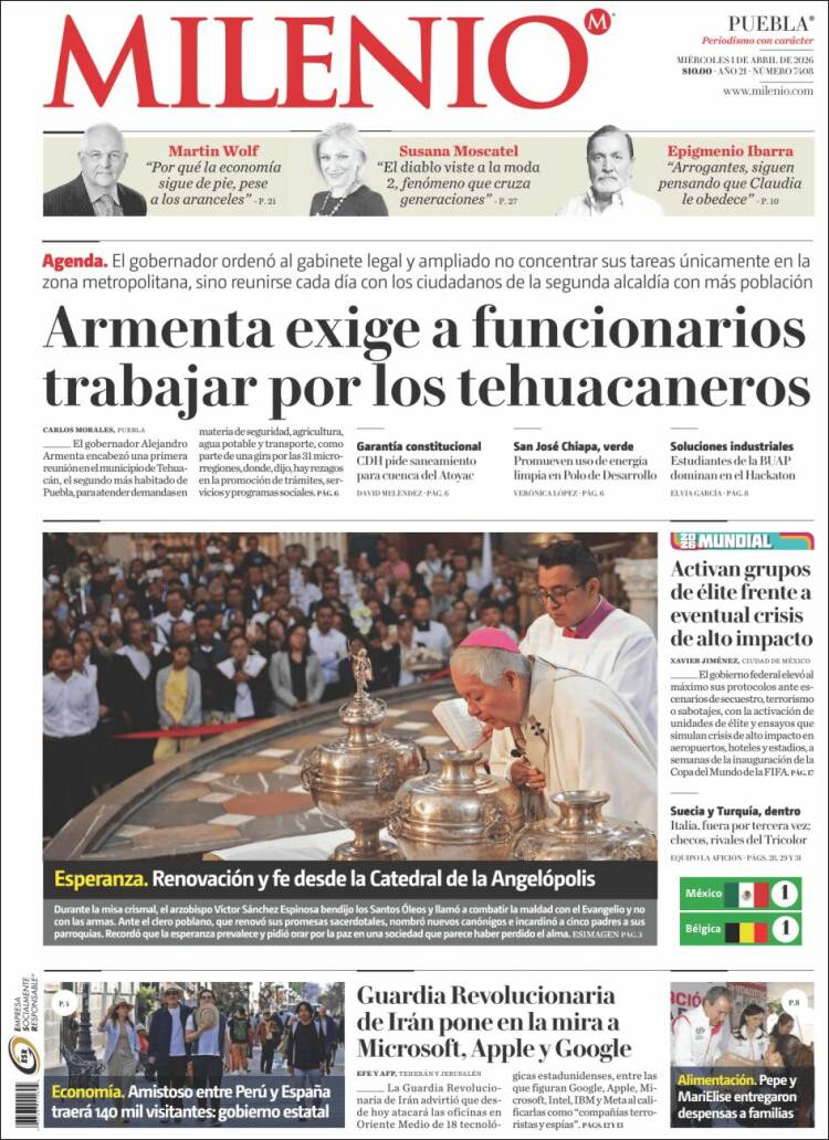 Portada de Milenio de Puebla (M&eacute;xico)