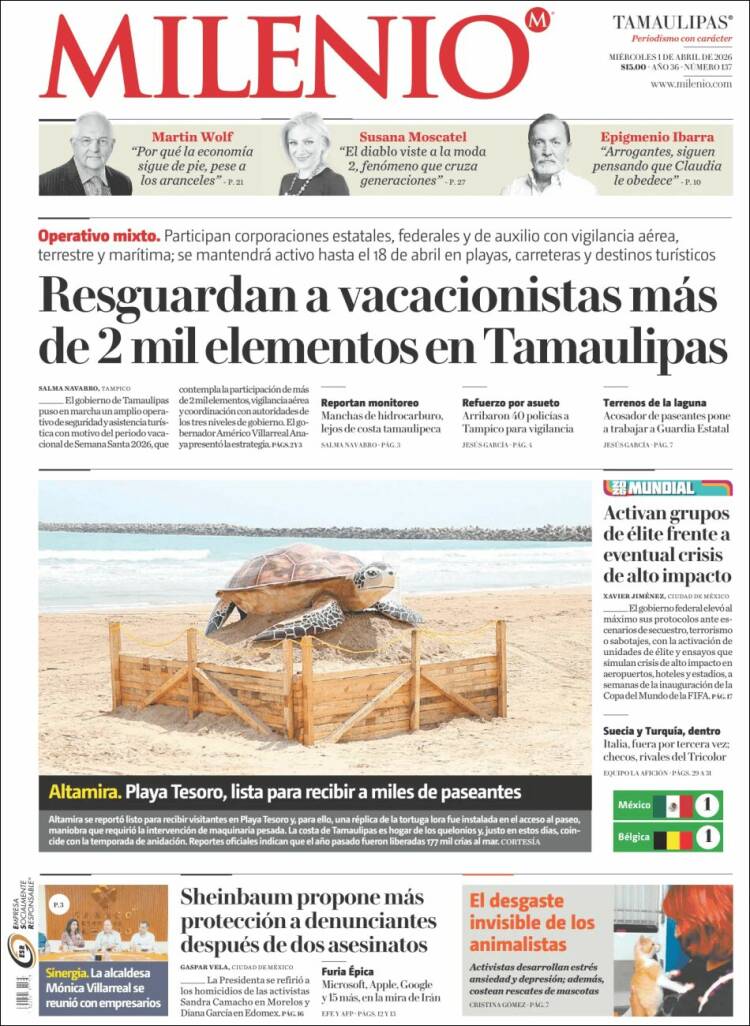 Portada de Milenio - Tamaulipas (M&eacute;xico)