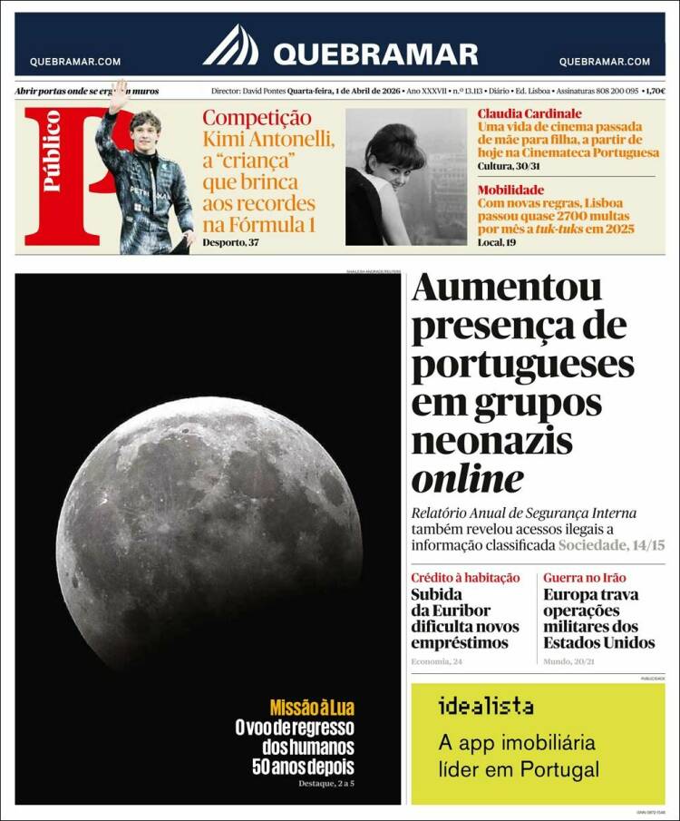 Portada de Público (Portugal)