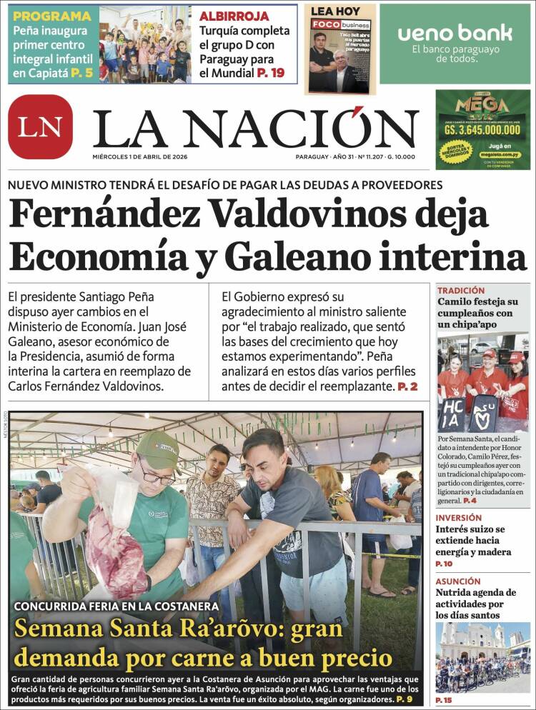 Portada de La Nación (Paraguay)