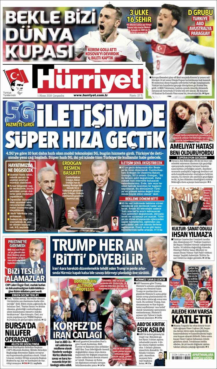 Portada de Hürriyet (Turkey)