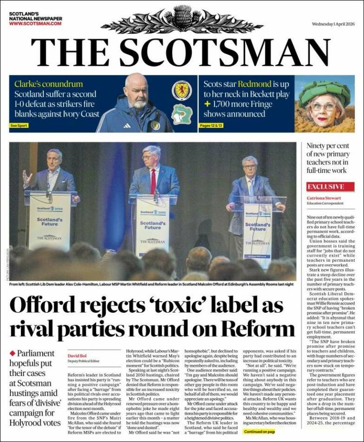 Portada de The Scotsman (United Kingdom)