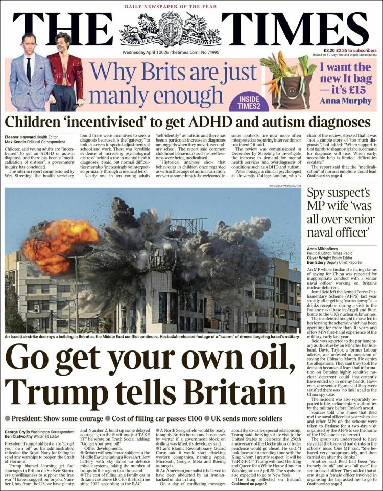 Portada de The Times (United Kingdom)