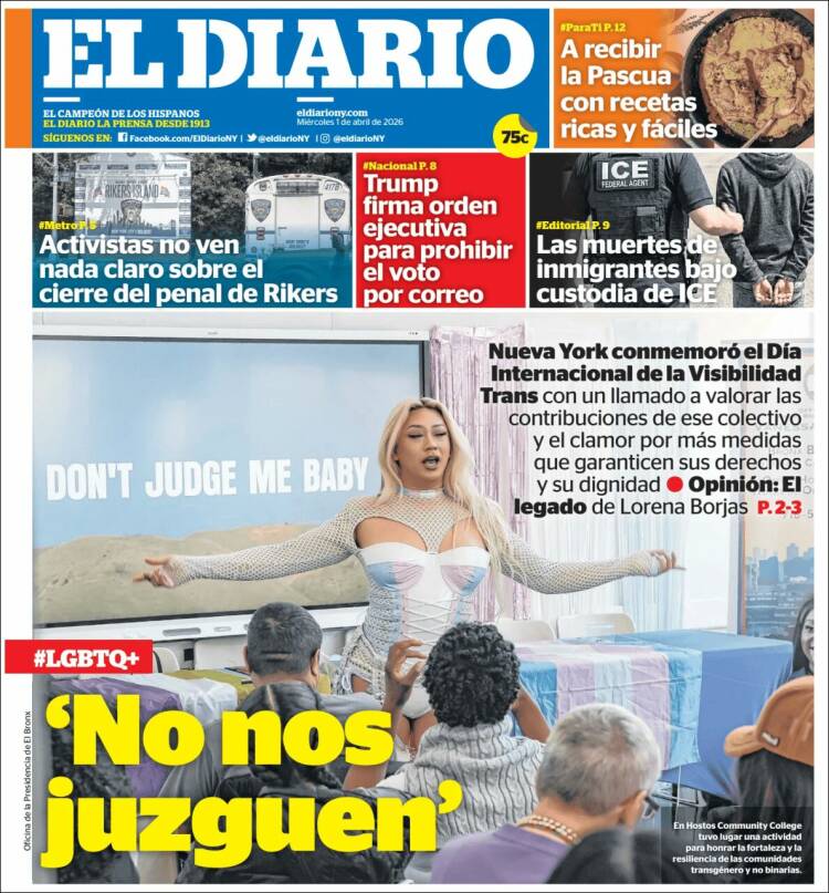 Portada de El Diario NY (USA)