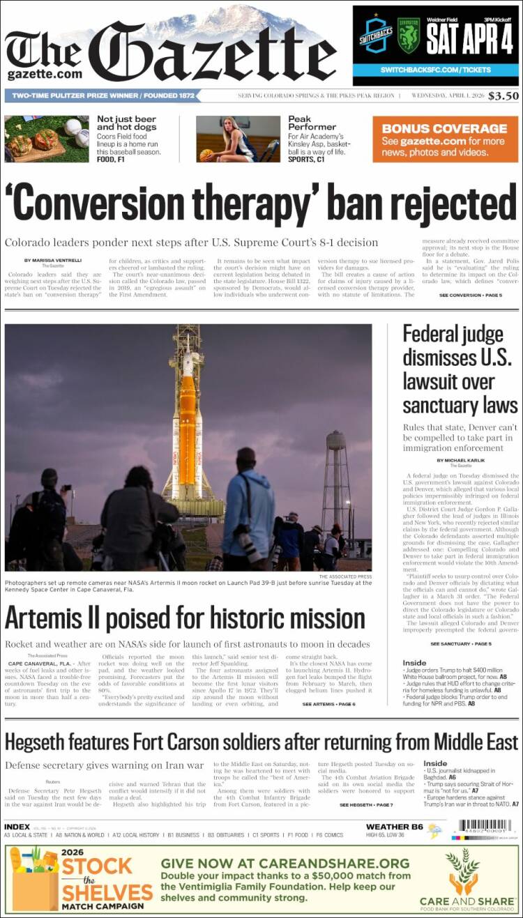 Portada de The Gazette (USA)