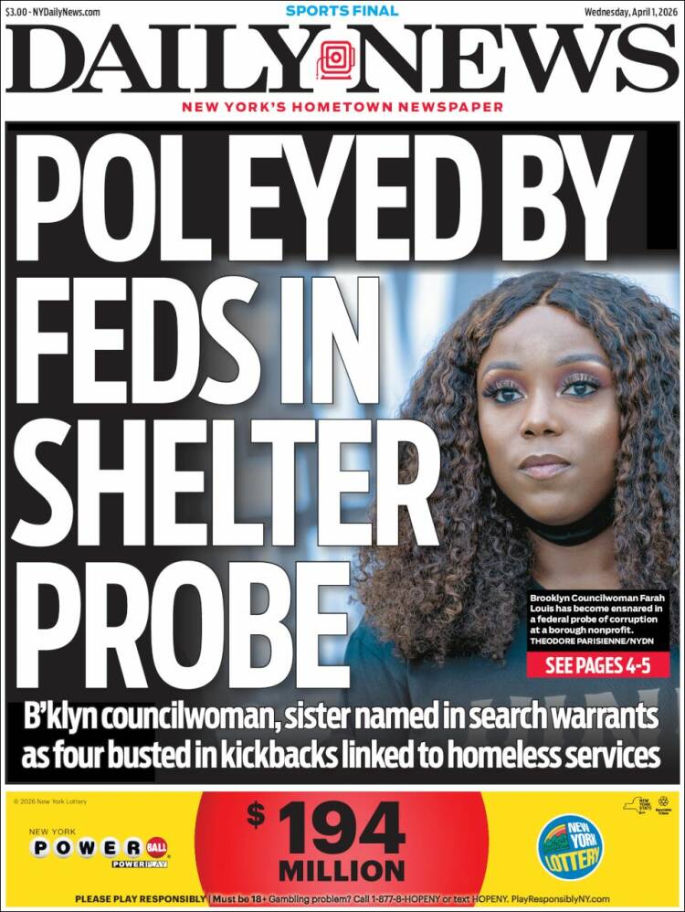 Portada de Daily News - New York (USA)